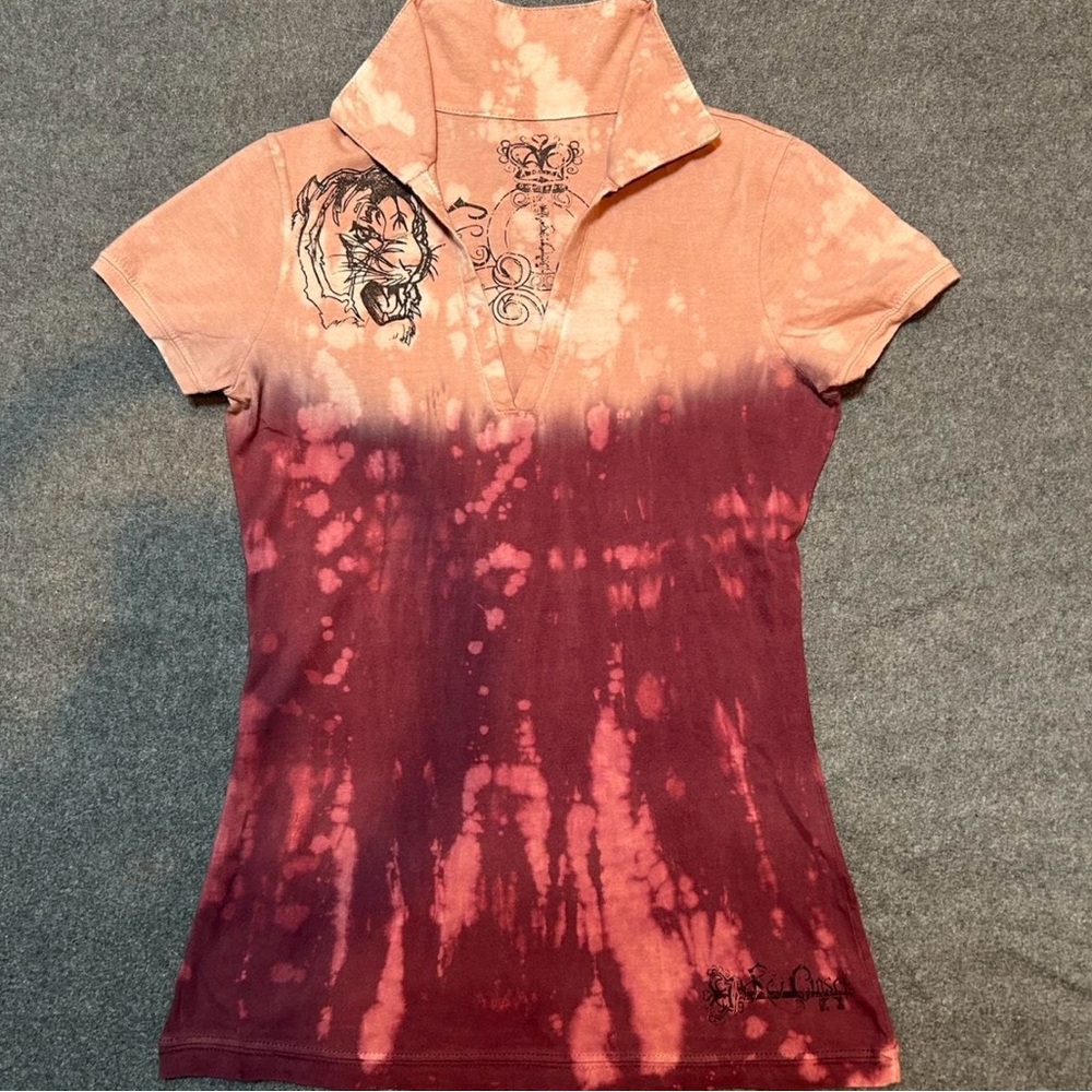 Pink & Maroon Collared Key Closet Shortsleeve